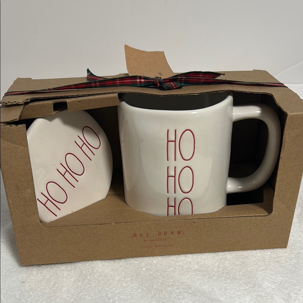 Rae Dunn Ho Ho Ho Mug and Coaster Set
